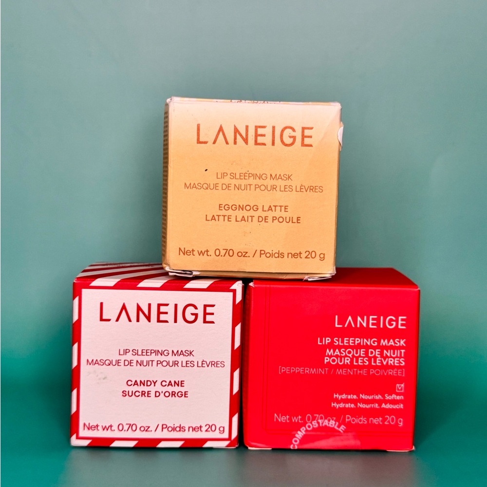 Laneige Lip Sleeping Mask Set- EggNog Latte, Candy Cane, & Peppermint